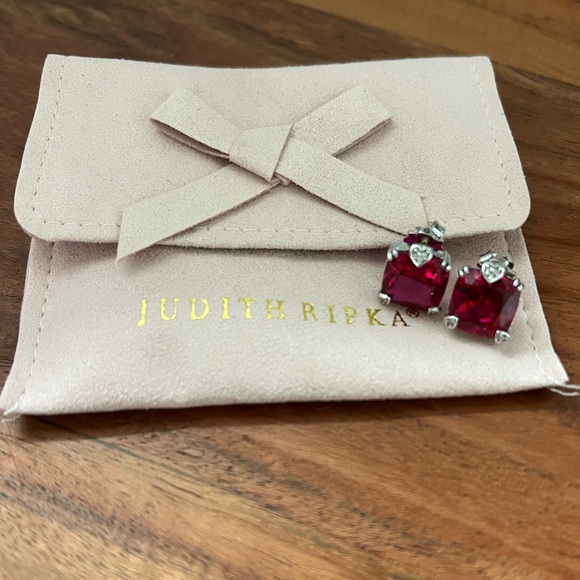 RARE Judith Ripka JR TWO Red Corundum & Diamond Fontaine Earrings - Picture 11 of 11